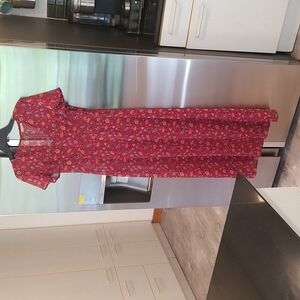 💕REFORMATION💕 Maroon Floral Print Maxi Dress V-Neck Flutter Sleeves Chiffon